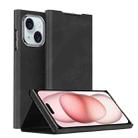 For iPhone 15 Plus Magnetic Napa Texture Leather Phone Case with Holder(Black) - 1