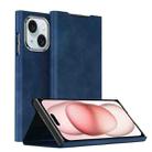 For iPhone 15 Plus Magnetic Napa Texture Leather Phone Case with Holder(Blue) - 1