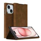 For iPhone 15 Magnetic Napa Texture Leather Phone Case with Holder(Brown) - 1