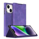 For iPhone 14 Magnetic Napa Texture Leather Phone Case with Holder(Purple) - 1