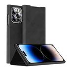 For iPhone 14 Pro Magnetic Napa Texture Leather Phone Case with Holder(Black) - 1