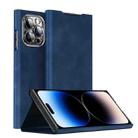 For iPhone 14 Pro Magnetic Napa Texture Leather Phone Case with Holder(Blue) - 1