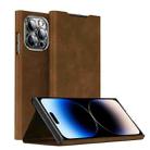 For iPhone 14 Pro Magnetic Napa Texture Leather Phone Case with Holder(Brown) - 1