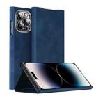 For iPhone 14 Pro Max Magnetic Napa Texture Leather Phone Case with Holder(Blue) - 1