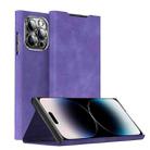 For iPhone 14 Pro Max Magnetic Napa Texture Leather Phone Case with Holder(Purple) - 1