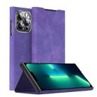 For iPhone 13 Pro Max Magnetic Napa Texture Leather Phone Case with Holder(Purple) - 1