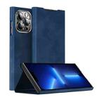 For iPhone 13 Pro Magnetic Napa Texture Leather Phone Case with Holder(Blue) - 1