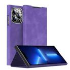 For iPhone 13 Pro Magnetic Napa Texture Leather Phone Case with Holder(Purple) - 1