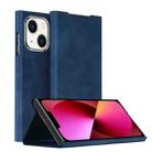 For iPhone 13 Magnetic Napa Texture Leather Phone Case with Holder(Blue) - 1