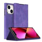 For iPhone 13 Magnetic Napa Texture Leather Phone Case with Holder(Purple) - 1