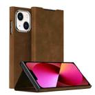 For iPhone 13 Magnetic Napa Texture Leather Phone Case with Holder(Brown) - 1