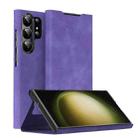 For Samsung Galaxy S23 Ultra 5G Magnetic Napa Texture Leather Phone Case with Holder(Purple) - 1