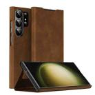 For Samsung Galaxy S23 Ultra 5G Magnetic Napa Texture Leather Phone Case with Holder(Brown) - 1