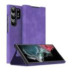 For Samsung Galaxy S22 Ultra 5G Magnetic Napa Texture Leather Phone Case with Holder(Purple) - 1