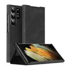 For Samsung Galaxy S21 Ultra 5G Magnetic Napa Texture Leather Phone Case with Holder(Black) - 1