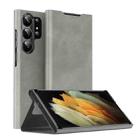 For Samsung Galaxy S21 Ultra 5G Magnetic Napa Texture Leather Phone Case with Holder(Grey) - 1