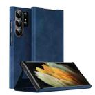 For Samsung Galaxy S21 Ultra 5G Magnetic Napa Texture Leather Phone Case with Holder(Blue) - 1