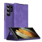 For Samsung Galaxy S21 Ultra 5G Magnetic Napa Texture Leather Phone Case with Holder(Purple) - 1