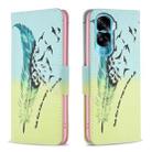 For Honor 90 Lite/X50i Colored Drawing Pattern Leather Phone Case(Feather) - 1