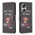 For Honor 90 Pro Colored Drawing Pattern Leather Phone Case(Bear) - 1