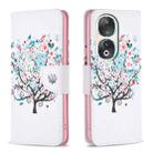 For Honor 90 5G Colored Drawing Pattern Leather Phone Case(Tree) - 1