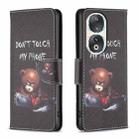 For Honor 90 5G Colored Drawing Pattern Leather Phone Case(Bear) - 1