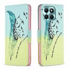 For Honor X6a Colored Drawing Pattern Leather Phone Case(Feather) - 1