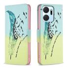 For Honor X7a Colored Drawing Pattern Leather Phone Case(Feather) - 1