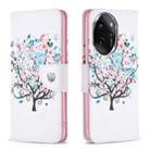 For Honor 100 Pro Colored Drawing Pattern Leather Phone Case(Tree) - 1