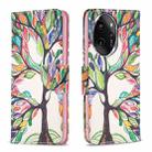 For Honor 100 Pro Colored Drawing Pattern Leather Phone Case(Tree Life) - 1