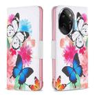 For Honor 100 Pro Colored Drawing Pattern Leather Phone Case(Butterflies) - 1