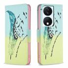 For Honor X7b Colored Drawing Pattern Leather Phone Case(Feather) - 1