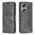 For Honor 90 Pro Lambskin Texture Pure Color Flip Leather Phone Case(Black) - 1