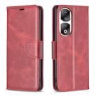 For Honor 90 Pro Lambskin Texture Pure Color Flip Leather Phone Case(Red) - 1