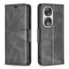 For Honor 90 5G Lambskin Texture Pure Color Flip Leather Phone Case(Black) - 1