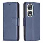 For Honor 90 5G Lambskin Texture Pure Color Flip Leather Phone Case(Blue) - 1