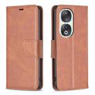 For Honor 90 5G Lambskin Texture Pure Color Flip Leather Phone Case(Brown) - 1