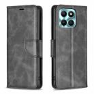 For Honor X6a Lambskin Texture Pure Color Flip Leather Phone Case(Black) - 1