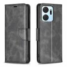 For Honor X7a Lambskin Texture Pure Color Flip Leather Phone Case(Black) - 1