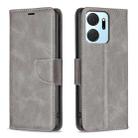 For Honor X7a Lambskin Texture Pure Color Flip Leather Phone Case(Grey) - 1