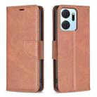 For Honor X7a Lambskin Texture Pure Color Flip Leather Phone Case(Brown) - 1