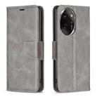 For Honor 100 Pro Lambskin Texture Pure Color Flip Leather Phone Case(Grey) - 1