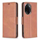 For Honor 100 Pro Lambskin Texture Pure Color Flip Leather Phone Case(Brown) - 1