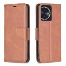 For Honor 100 Lambskin Texture Pure Color Flip Leather Phone Case(Brown) - 1