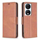 For Honor X7b Lambskin Texture Pure Color Flip Leather Phone Case(Brown) - 1