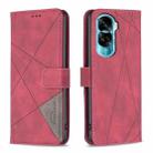 For Honor 90 Lite/X50i Magnetic Buckle Rhombus Texture Leather Phone Case(Red) - 1