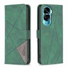 For Honor 90 Lite/X50i Magnetic Buckle Rhombus Texture Leather Phone Case(Green) - 1