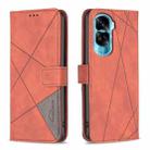 For Honor 90 Lite/X50i Magnetic Buckle Rhombus Texture Leather Phone Case(Brown) - 1