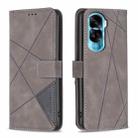 For Honor 90 Lite/X50i Magnetic Buckle Rhombus Texture Leather Phone Case(Grey) - 1