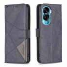 For Honor 90 Lite/X50i Magnetic Buckle Rhombus Texture Leather Phone Case(Black) - 1